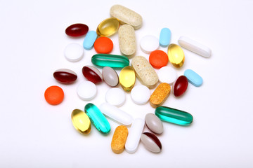 pills on white background