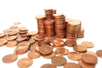 coins  on white background