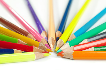 Fototapeta premium Color pencils on white background