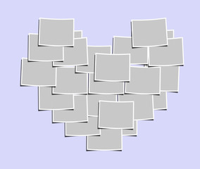 Blank photos forming a heart-shape