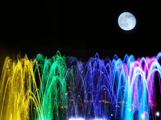 Crédence de douche en verre acrylique avec photo Fontaine rainbow fountain