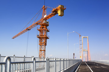Crane in bridge area