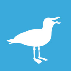 Möwe (weiß auf blau)