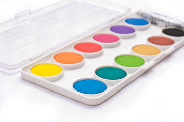 A box full of colorful gouache