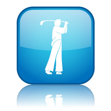 Square button with Golfer symbol (blue)