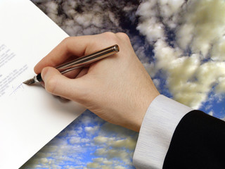 Signature of Business Contract on the blue Sky