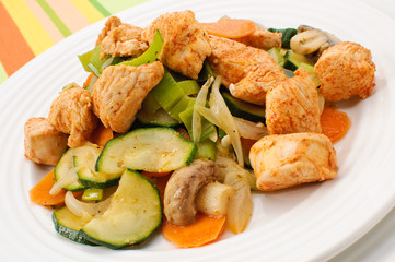 Grilled meat and vegetables