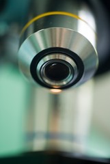 microscope lens with yellow strip