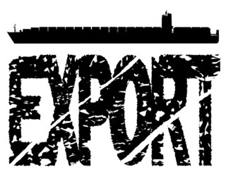 export text with container ship