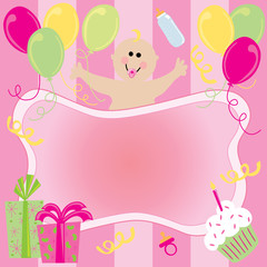 Baby Girl birthday Invitation