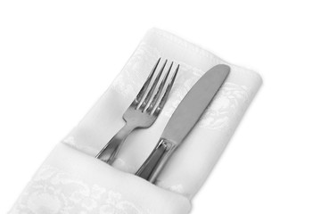 Flatware and White Linen Napkin