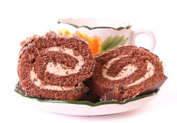 Peaces of cake and cup