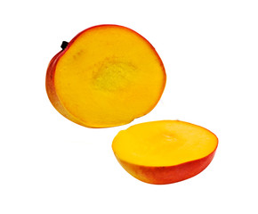 Mango sections isolated on white background