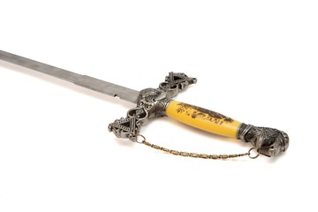 Hilt of decorative sword or dirk isolated