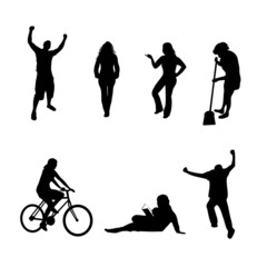 Vector silhouettes pack  - a variety of people in action.