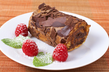 Miniature chocolate swiss roll
