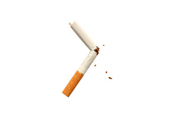 Breaking a cigarette. NO SMOKING !