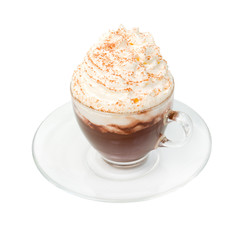 Chocolate drink with cream.Isolated