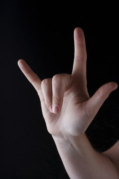 Stock photo of American Sign Language I love you