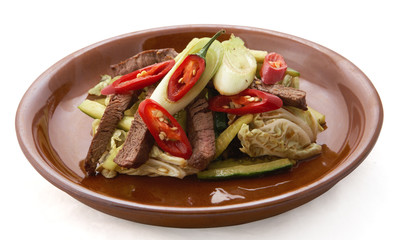 asparagus salad meat pepper