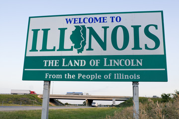 Illinois Welcome Sign - obrazy, fototapety, plakaty