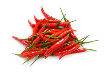 Red chili peppers isolated on the white