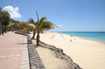 Promenade and beach at Morro Jable, Fuerteventura, Spain