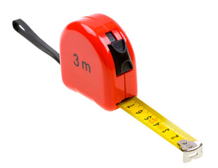 Red tape measure isolated on white