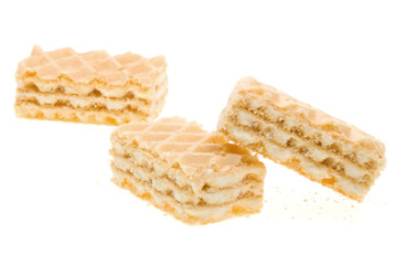 Close-up waffles isolated on white