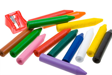 Color crayons isolated on white