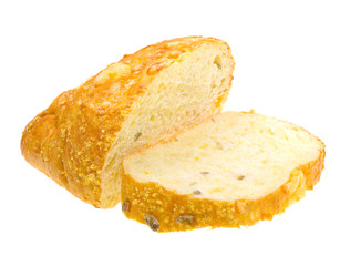 Sliced loaf of bread isolated on white