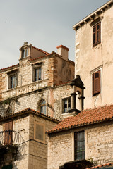 Fototapeta na wymiar Terrace of old houses in historic Sibenik, Croatia