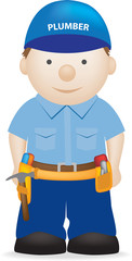 cartoon character illustration of a cute plumber