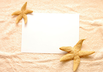 Letter from summer vacations on towel background