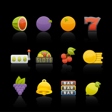Icon Set in Black - Casino