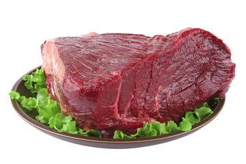 huge uncooked meat on plate