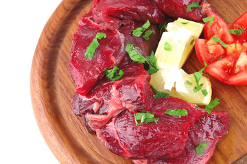 uncooked small beef chunks