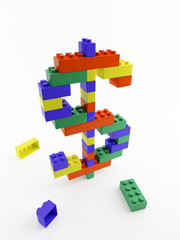 Naklejka premium dollar Bricks multi color structure