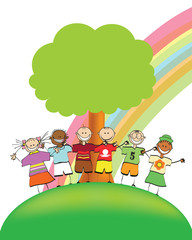 Rainbow Color Kids  - Child hold background