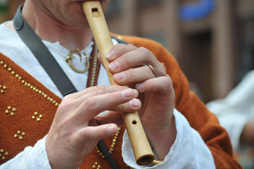 Game on a pipe on a song holiday in Riga