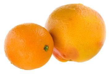 Grapefruit and orange isolated on white background