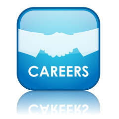 Square "CAREERS" button with reflection (blue)