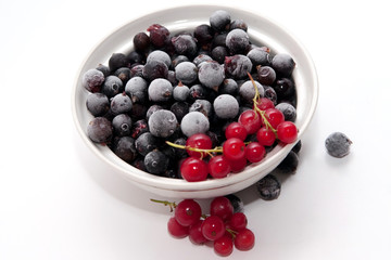 Frozen red and black currants