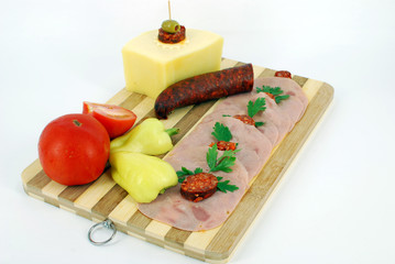 sausage salami and vegetables breakfast