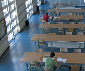 jovenes estudiando en sala de estudio