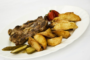 Grilled pork with garnish