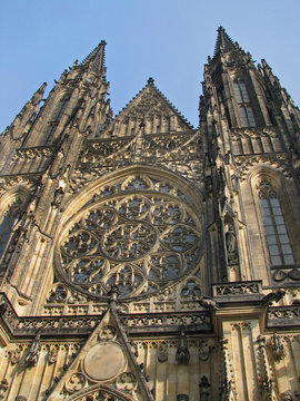 Facade of Saint Vitus Cathedral in Prague