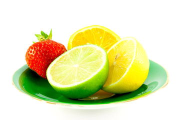 Citrus Fruit on a Green Plate