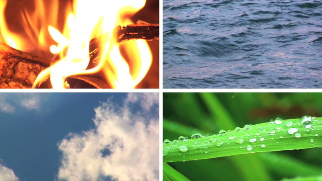 die vier elemente feuer, wasser, luft und erde