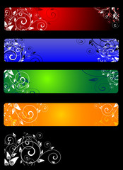 Colorful banners with flowers isolated on background